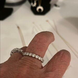 Elegant 14k gold synthetic diamond Band beautiful eternity band.